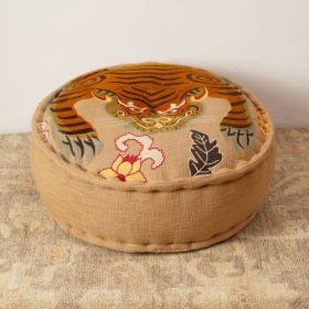 Decorative Printed & Embroideried Multicolor Floor Pouf-24X8 Inch