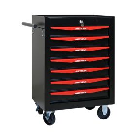 Rolling Metal Tool Chest With 7 Drawers, 20  7-Drawer Tool Chest Cabinet With Ball Bearing Drawer Slides, Steel Tool Storage Box Organizer -BLACK&RED