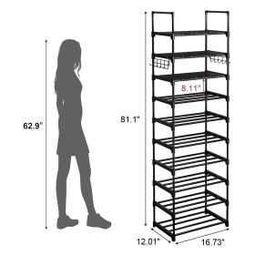 10 Tier Shoe Rack Tall Metal Shoe Storage Organizer For Bathroom Bedroom Living Room