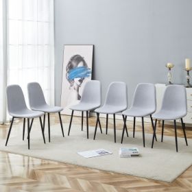 Comfortable Linen-Cotton Dining Chair Set - Six Pieces In Light Gray.Integrated Seat And Backrest,Linen-Cotton Material,Modern Home Matching.