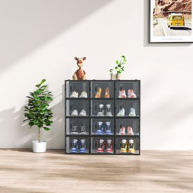 Black Large 12PCS 36x28x21cm Shoebox, Plastic Grid, Free Combination