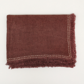 Stonewashed Linen Woven Throw Blanket With Fringe  52X68 Inch