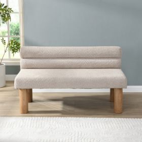 Upholstered Dining Bench, End Of Bed, Entryway Bench, Boucle Ottoman For Dining Room, Bedroom, Living Room, Rubber Wood Leg 330 LBS Support, Ligh (Option: Light gray)