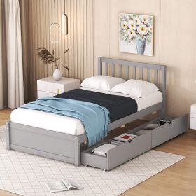 Modern Design Wooden Twin Size Platform Bed With 2 Drawers (Option: Gray)