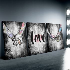 3pcs Canvas Hand In Hand And Love Theme Framed Poster, Creative Wall Art For Bedroom, Office, Living Room, Cafe, Bar, Wall Decor, Home And Dormit (Option: 24X18inch60X45cm)