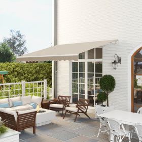 12x10 Retractable Awnings, Aluminum Patio Shade With 280gm UV & Water-Resistant Fabri, For Deck, Balcony, Yardc, Cream White (Color: White)
