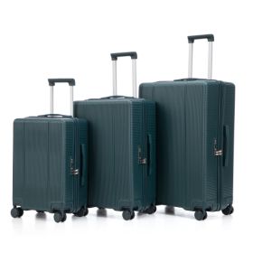20 24 28 3 Pcs Set In ABS Spinner Wheel Luggage, Carry On Suitcase, Matching Color, TSA Combination Lock (Option: Emerald)