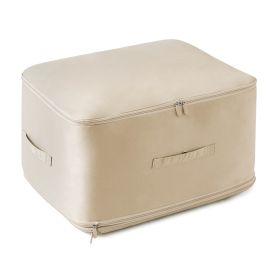 1Pc Foldable Storage Bag For Comforter Quilt Blanket Clothes Pillows Beddings With Dual Zippers (Option: Apricot-L)