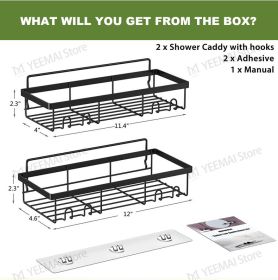 Heavy-duty Wall-mounted Shower Shelf Storage Accessories, Including Soap Dish And Toothbrush Holder, Suitable For Bathroom, Home And Kitchen, Bla (Option: 2black)