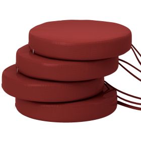 Patio Chair Cushions Set Of 4 Round Seat Cushions For Dining Bistro Chairs Machine Washable, 15 X 15 X 3, Wine Red (Color: Wine Red)