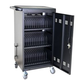 Mobile Charging Cart And Cabinet For Tablets Laptops 45-Device (Color: Black)