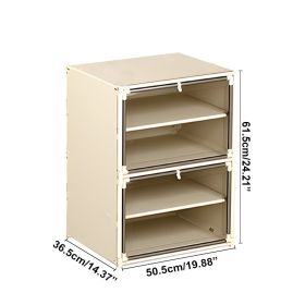 Shoe Boxes With Or Without Lids, Foldable And Stackable Shoe Racks, Free Combination. (Option: Four layers with cover)