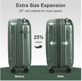 2 Piece Luggage Set, Carry  On Expandble Luggage Hardside Lightweight Suitcase, 14 Mini Cosmetic Cases (Option: as picture)