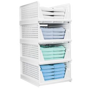 4 Packs Plastic Storage Box With Slide Rail Stackable  For Living Room Bedroom Wardrobe Fedex Shipping (Option: 4pcs)