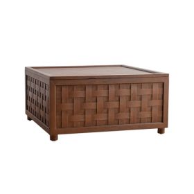 Farmhouse Coffee Table With Storage, Large Square Coffee Table For Living Room, Brown (Option: Natural Wood)
