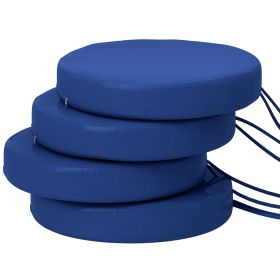 Patio Chair Cushions Set Of 4 Round Seat Cushions For Dining Bistro Chairs Machine Washable, 15 X 15 X 3, Navy Blue (Color: Navy Blue)