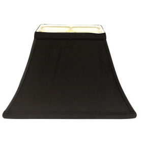 Rectangle Bell Hardback Lampshade With Washer Fitter, Black Natural Fabric Lampshade With White Lining For Table Lamps, 5x8 Top X 10x16 Bottom X (Color: Black)