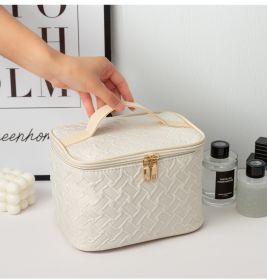 White Umizolco Premium Large CapacityPortable Travel Makeup Bag, Multi-functionalCosmetic Organizer, Stain-resistant, HandheldSquare Bag (Color: White)