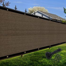 Artpuch Privacy Fence Screen Brown Customized Outdoor Mesh Panels for Backyard, Balcony,Patio,Construction Site with Zip Ties (Color: Brown, size: 4x25 ft)