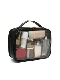 Clear Makeup Bag For Women, Clear Cosmetic Bag Travel Toiletry Bags Makeup Organizer Bag With Detachable Brush Holder Summer Travel, Vacation Hom (Color: Black)