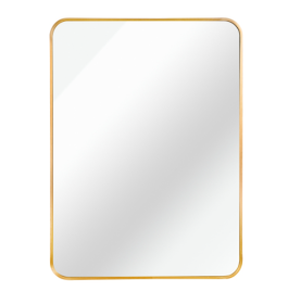 22x30 Inch Silver Metal Framed Rectangular Bathrrom Mirror For Wall. (Color: Black)