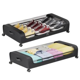 2Pcs  Under Bed Storage Containers With Lid Wheels Strap Handles 42L 11Gal Per Container Fedex Shipping (Option: 2PCS)